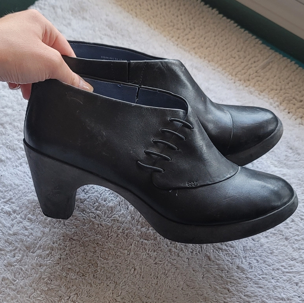 Camper Womens Alicante Black Leather Heel Booties Ankle Boots Shoes // Size 40
